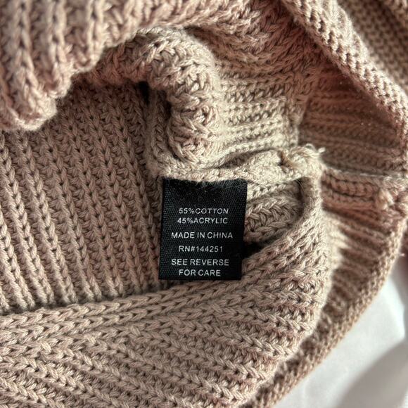 Moon & Madison Faux Wrap Sweater V-neck Beige  Loose Knit large - Picture 4 of 4